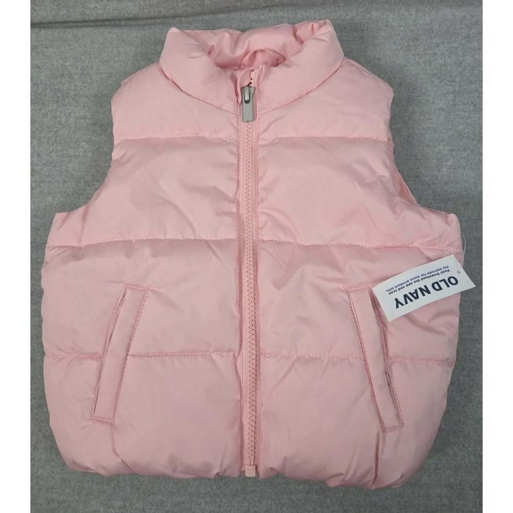 Old Navy‎ Baby Girl 18-24 Mos Puffer Vest Zip Up Light Pink Barbie Princess NEW